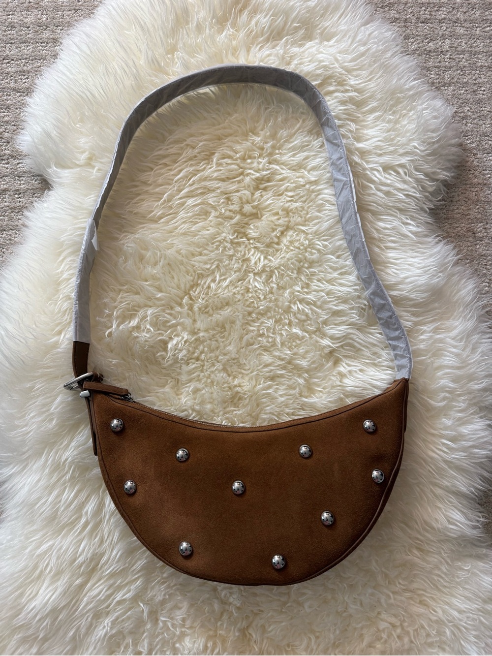 Madewell Studded Crescent Suede Sling Bag